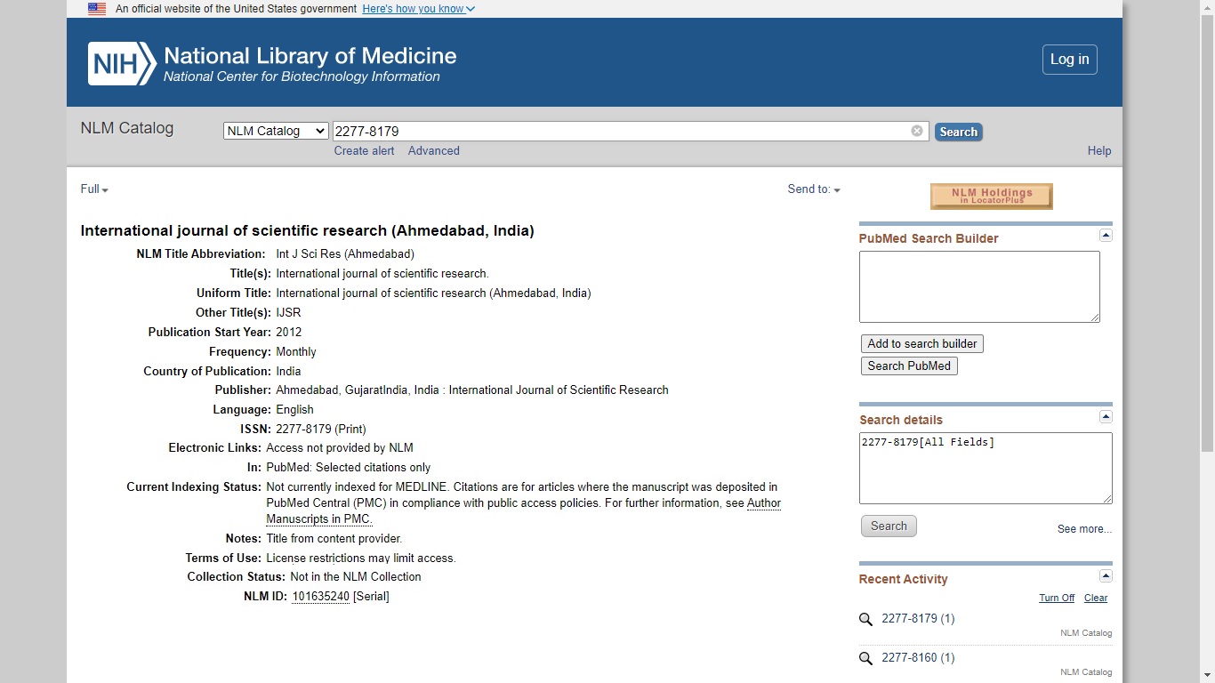 IJSR - International Journal of Scientific Research | World Wide
